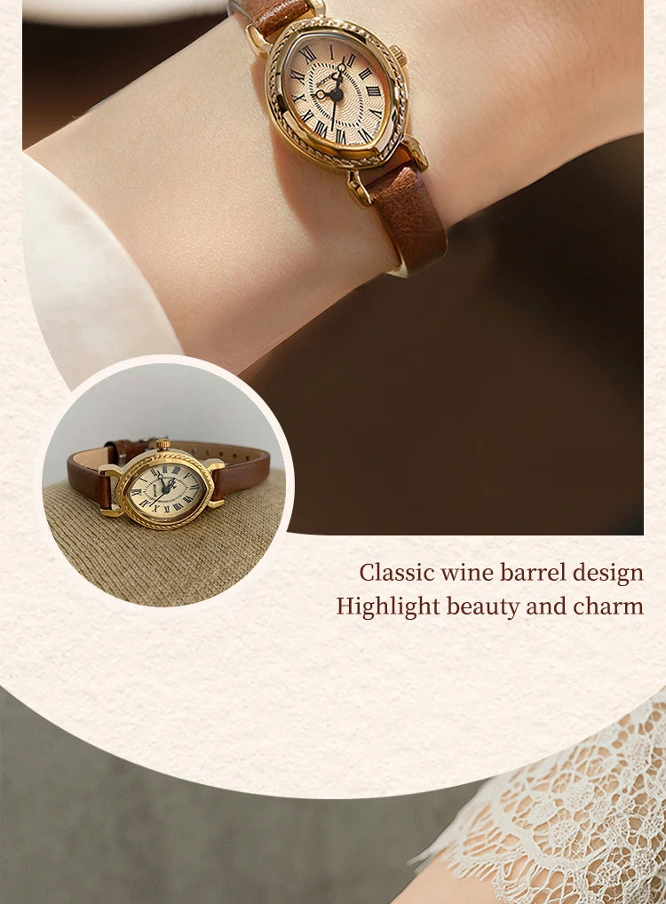 ساعة نسائية - ساعة كوارتز عتيقة مقاومة للماء من Lucky Goddess