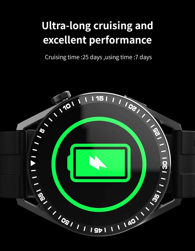 ساعة ذكية رياضية مزودة بنظام تحديد المواقع العالمي (GPS) - شاشة AMOLED مقاس 1.85 بوصة، وجهاز مراقبة معدل ضربات القلب وضغط الدم