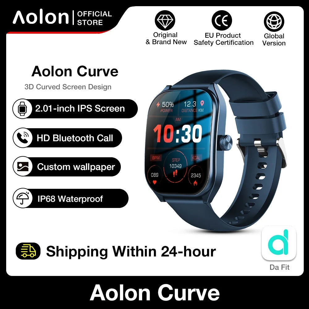 KHwatch Smart Watch - 2.01" Curved Screen Bluetooth Call IP68 Waterproof
