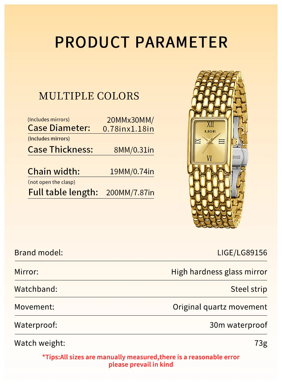 Montre LIGE pour couple - Montres à quartz minimalistes en acier inoxydable