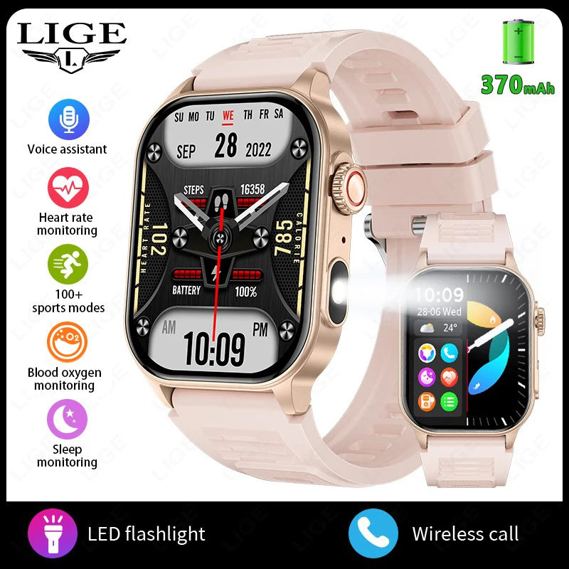 LIGE Smart Watch - 2.01" HD Display AI Voice Bluetooth Call Health Monitor