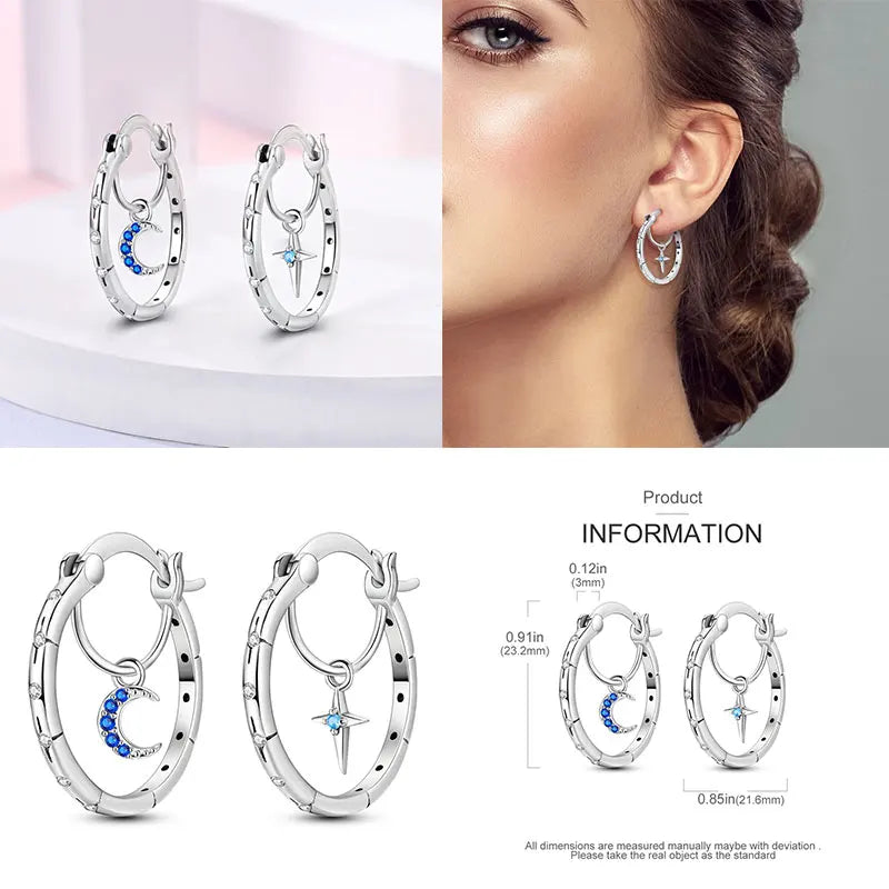 Boucles d'oreilles créoles en argent sterling 925 - Cadeau de mariage et de fiançailles