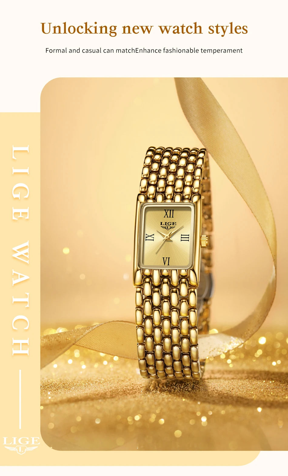 Montre LIGE pour couple - Montres à quartz minimalistes en acier inoxydable