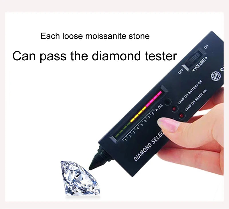 خاتم مويسانيتي - خاتم زفاف قابل للتعديل من الفضة الإسترليني S925 معتمد من GRA