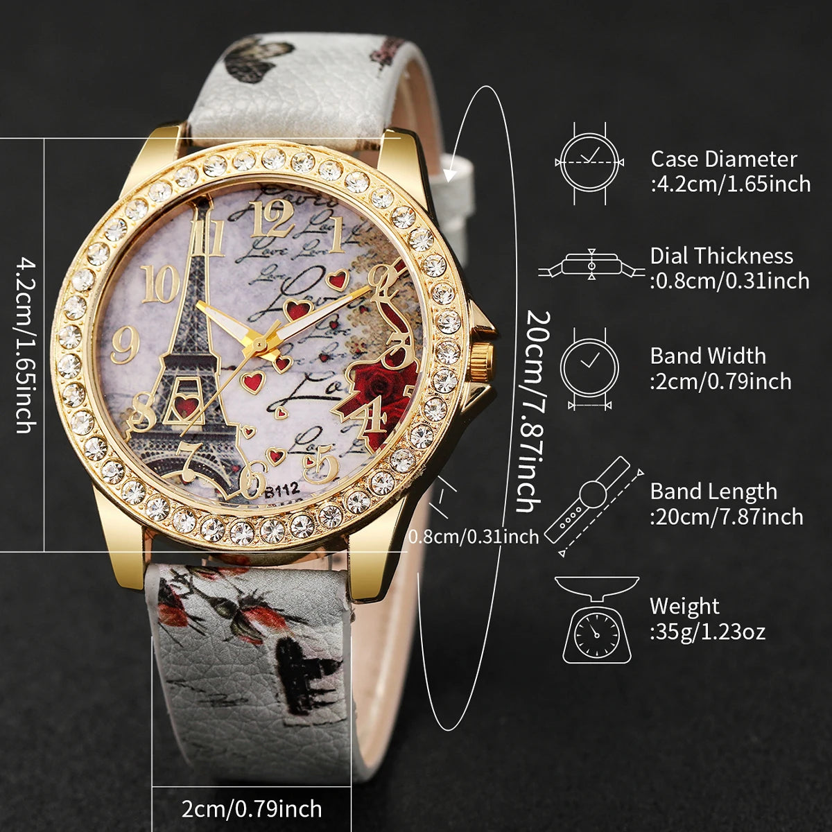 Women's Watch Set - 3/4/5pcs Rhinestone Flower Leather Band Watches
