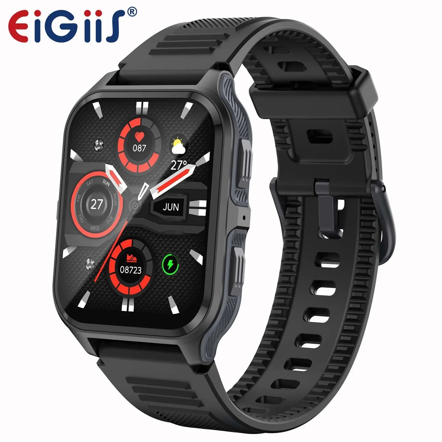 Montre connectée EIGIIS P73 - Étanche 3 ATM, suivi d'activité, fréquence cardiaque, appels Bluetooth militaires