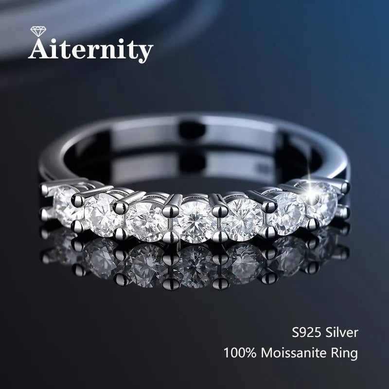 Alliance en moissanite - Bague assortie en argent 925 et diamants