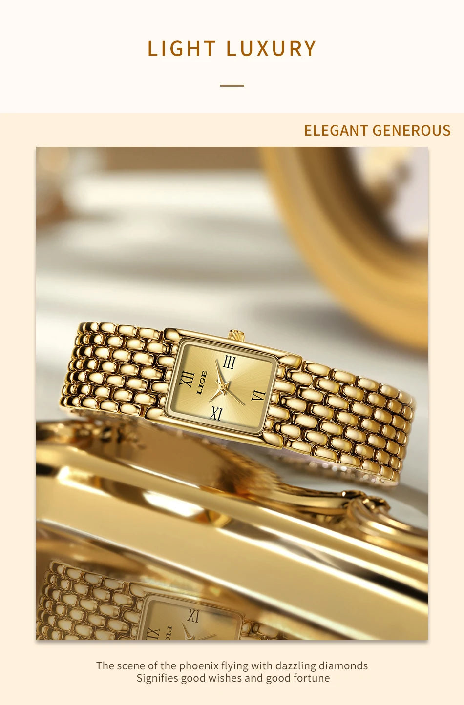 Montre LIGE pour couple - Montres à quartz minimalistes en acier inoxydable