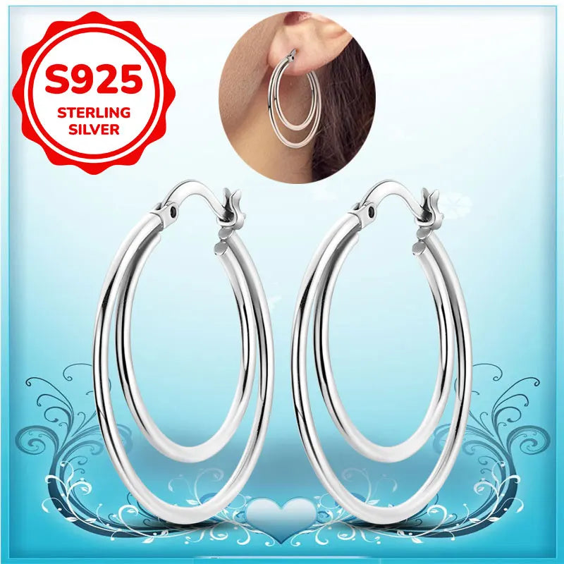 Boucles d'oreilles créoles en argent sterling 925 - Cadeau de mariage et de fiançailles