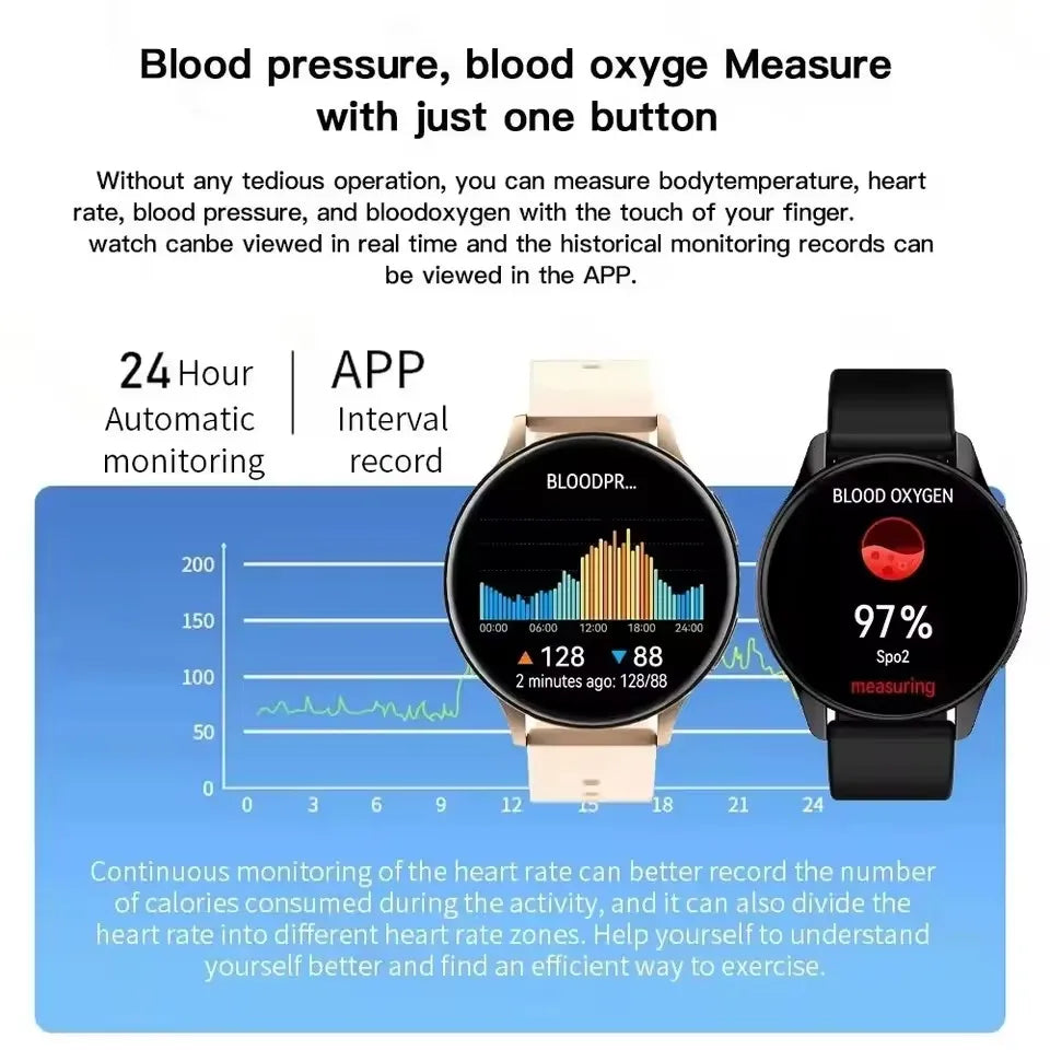 Smart Watch 2025 - Bluetooth Call Music Control Heart Rate Blood Pressure IP67