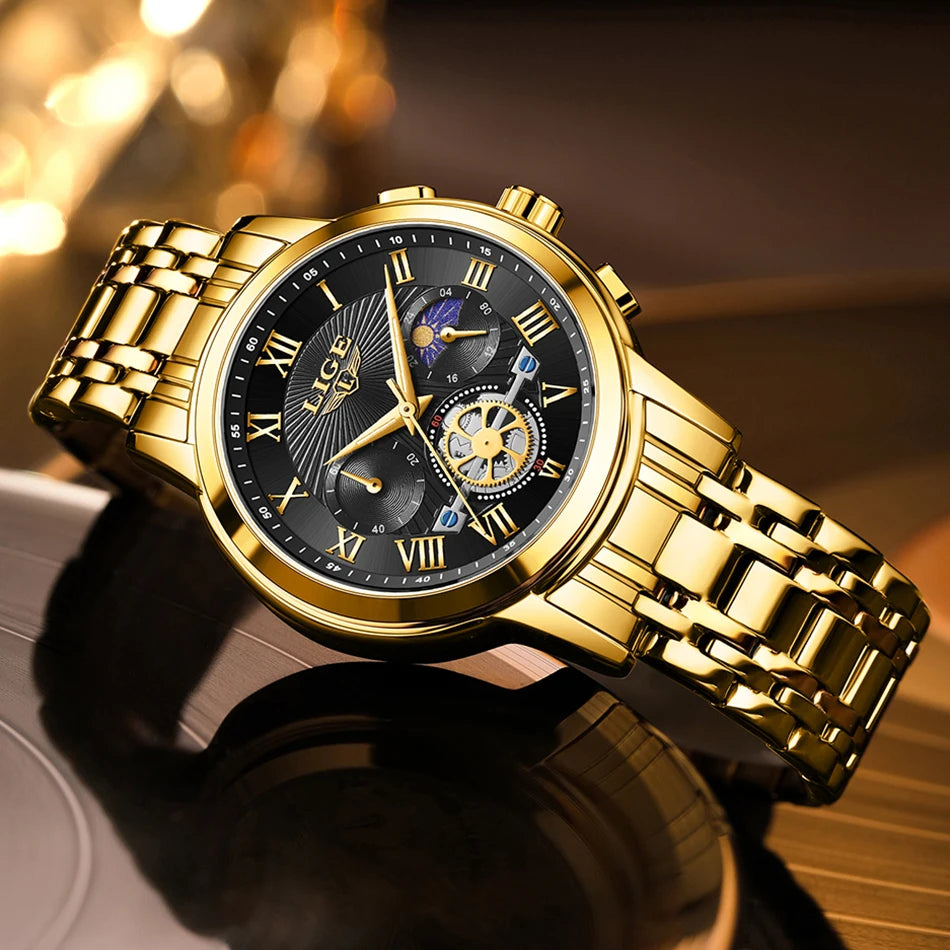 Montre femme LIGE 2024 - Montre de luxe étanche avec bracelet en acier