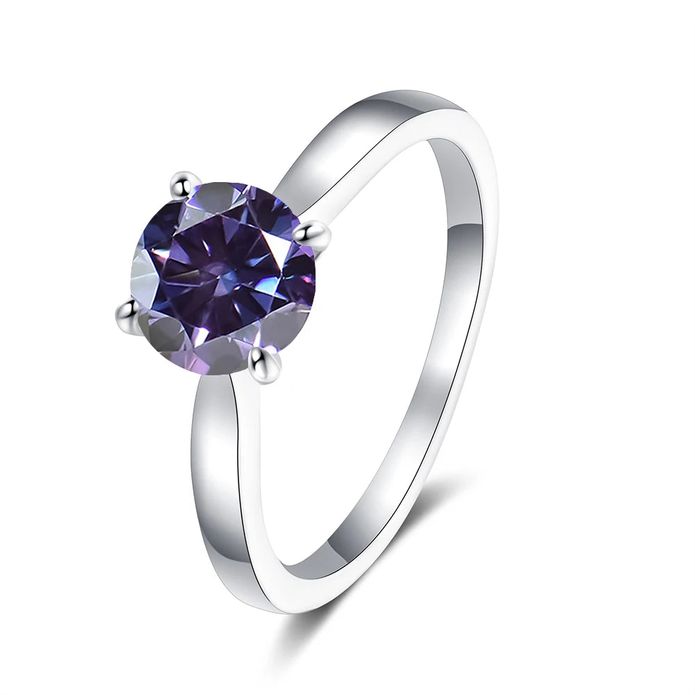 Colorful Moissanite Ring - 2ct 925 Silver with GRA Certificate