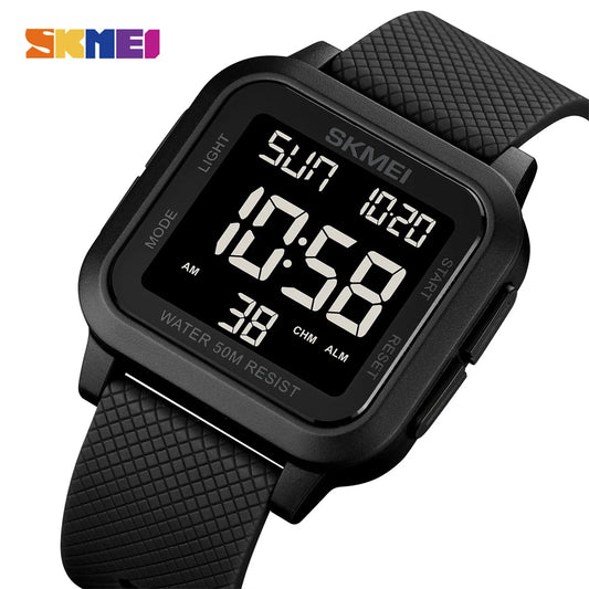 Montre de sport outdoor SKMEI pour homme, alarme, chronographe, étanche 5 bar, style militaire, affichage LED, résistante aux chocs, montre numérique, reloj hombre