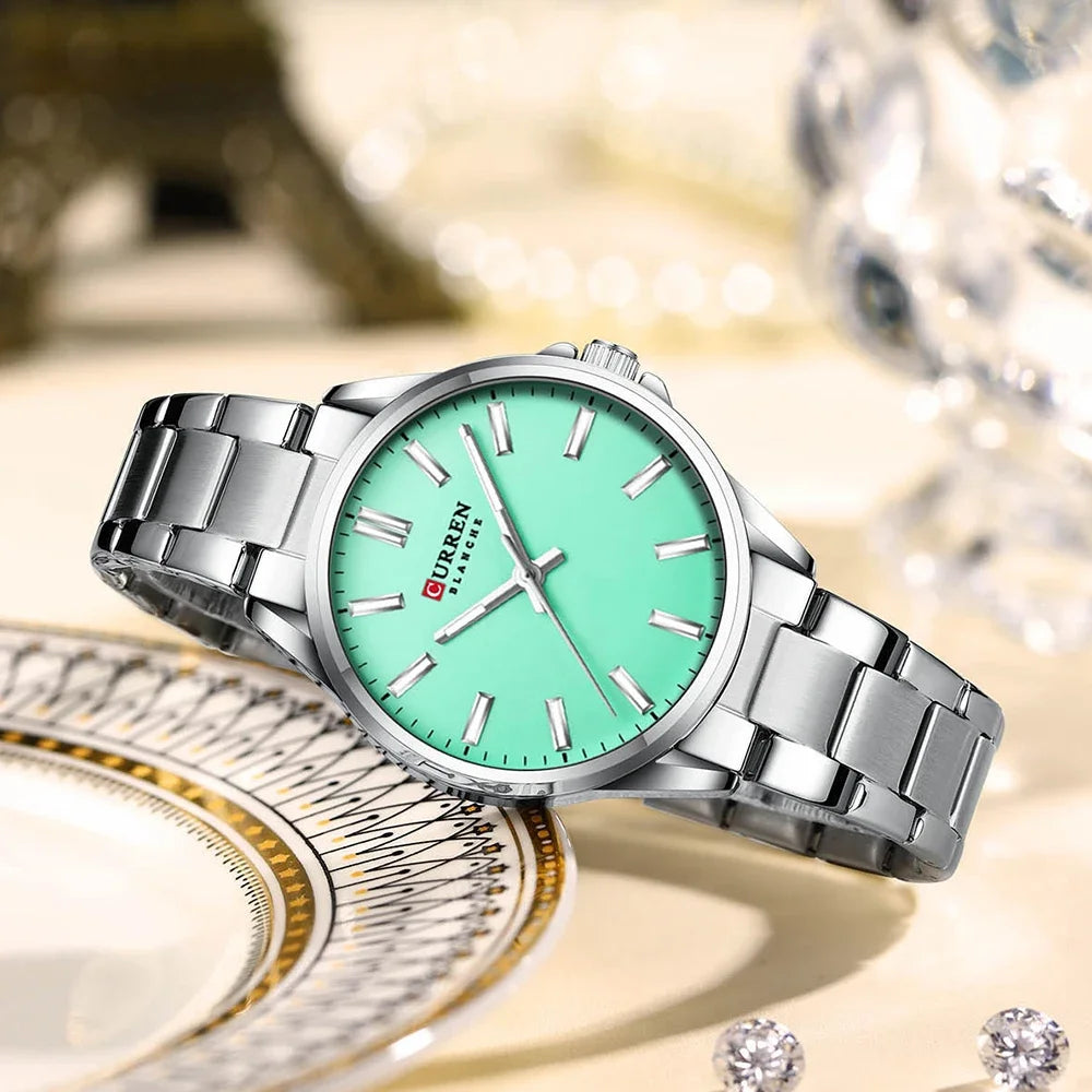 Montre femme CURREN - Montre à quartz à cadran rond en acier inoxydable