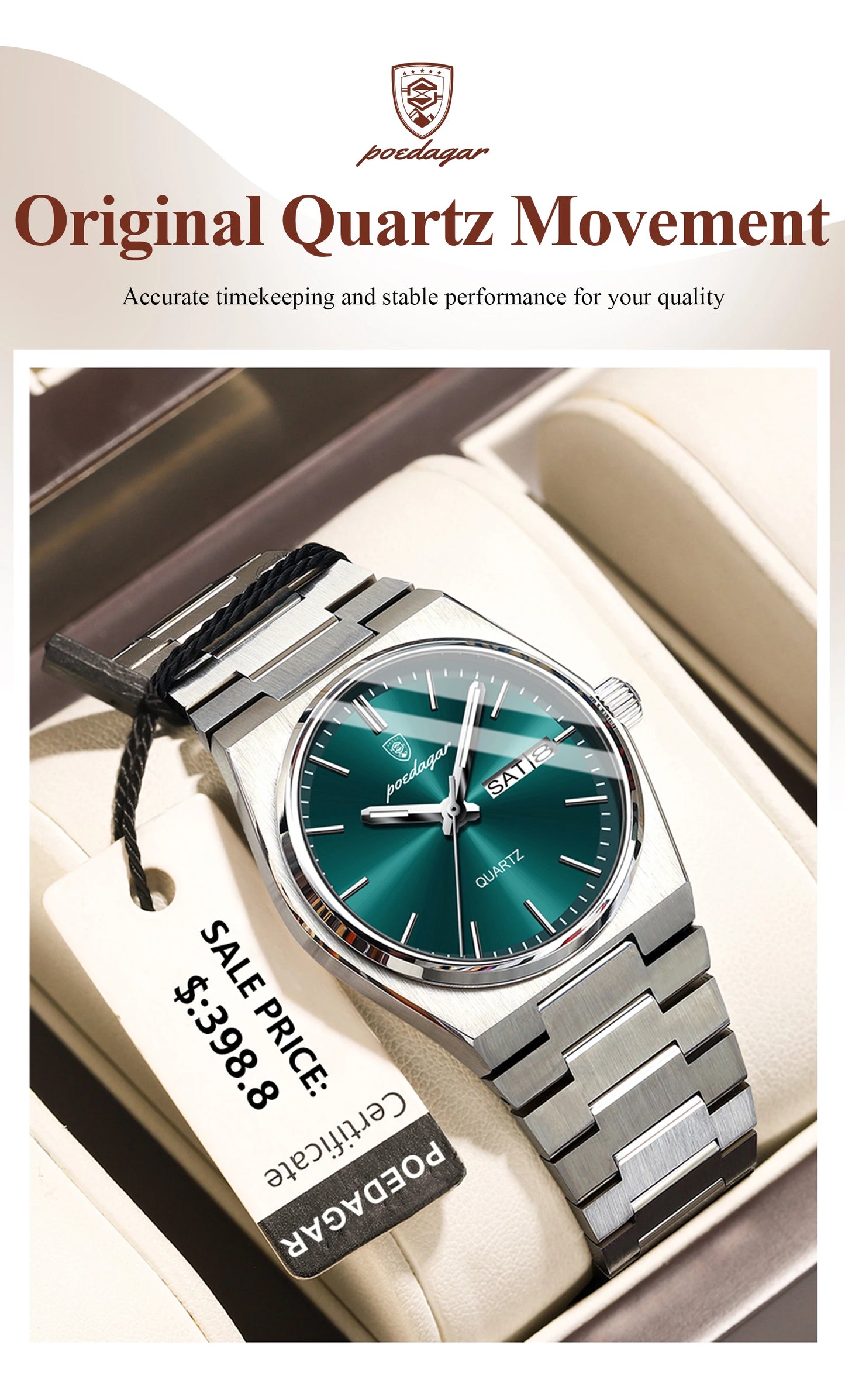 Montre femme POEDAGAR - Montre à quartz professionnelle, étanche et lumineuse