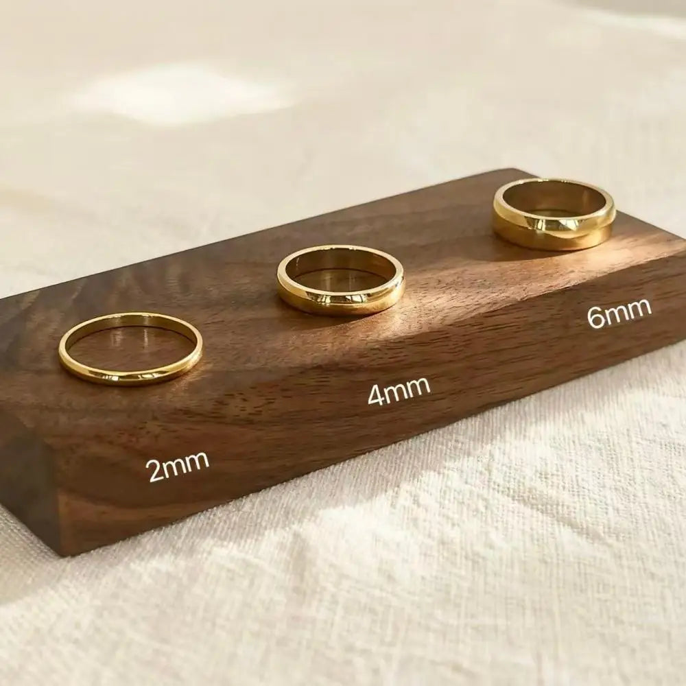 Alliances minimalistes pour couples - Anneaux en acier inoxydable plaqué or 18 carats