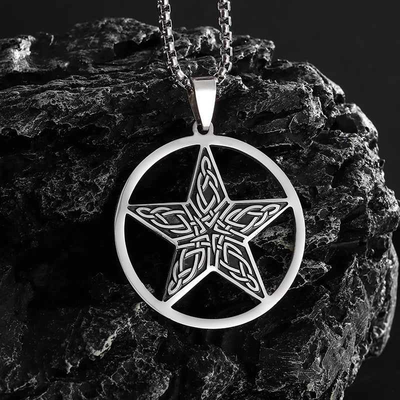 Celtic Trinity Knot Necklace - Irish Red Zircon Stainless Steel Pendant