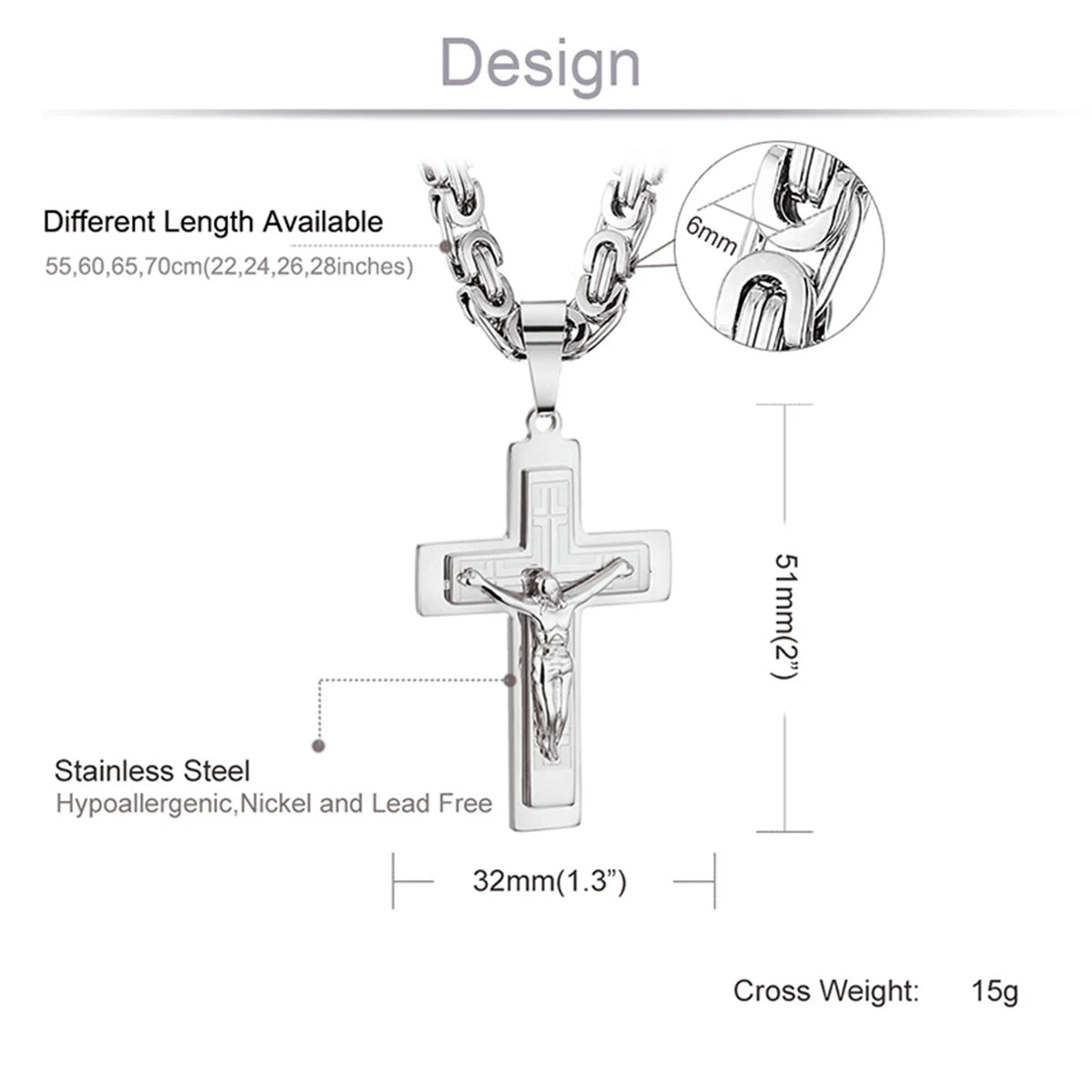 قلادة صليب للرجال - سلسلة صليب يسوع المسيح الأرثوذكسية البيزنطية