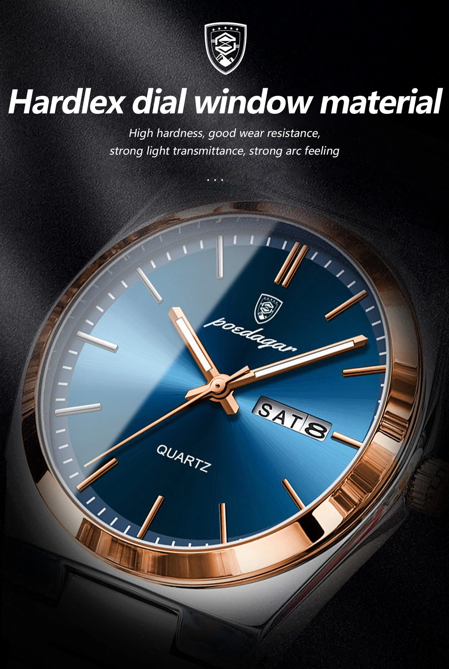 ساعة رجالية ماركة POEDAGAR للأزياء من الفولاذ المقاوم للصدأ مقاومة للماء ومضيئة للرجال ساعة تاريخ الأسبوع ساعات عمل كوارتز للرجال Reloj