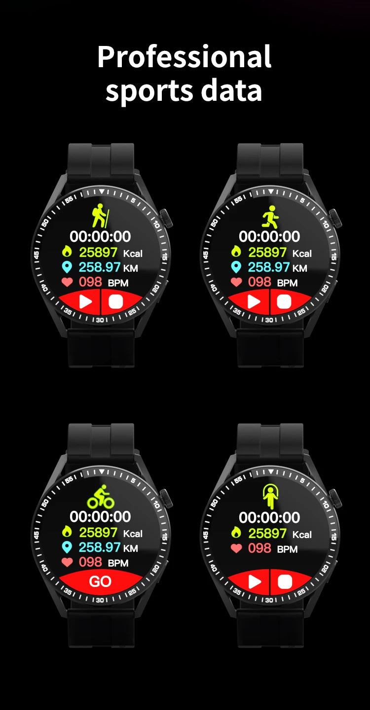 ساعة ذكية رياضية مزودة بنظام تحديد المواقع العالمي (GPS) - شاشة AMOLED مقاس 1.85 بوصة، وجهاز مراقبة معدل ضربات القلب وضغط الدم