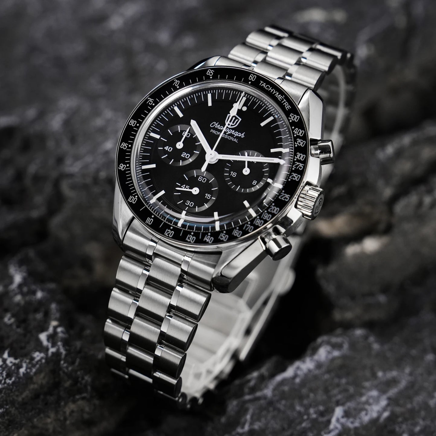 Montre Watchdives WD1863 à quartz, mouvement chronographe VK63, verre saphir bombé, étanche à 10 bar, luminescente, 39 mm, style vintage