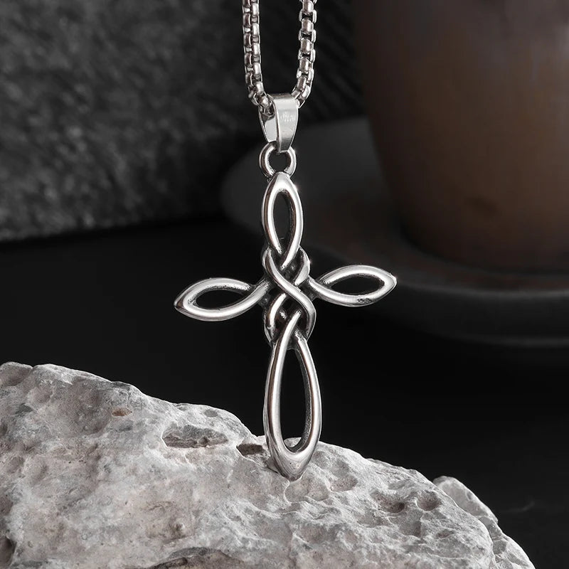 Celtic Trinity Knot Necklace - Irish Red Zircon Stainless Steel Pendant