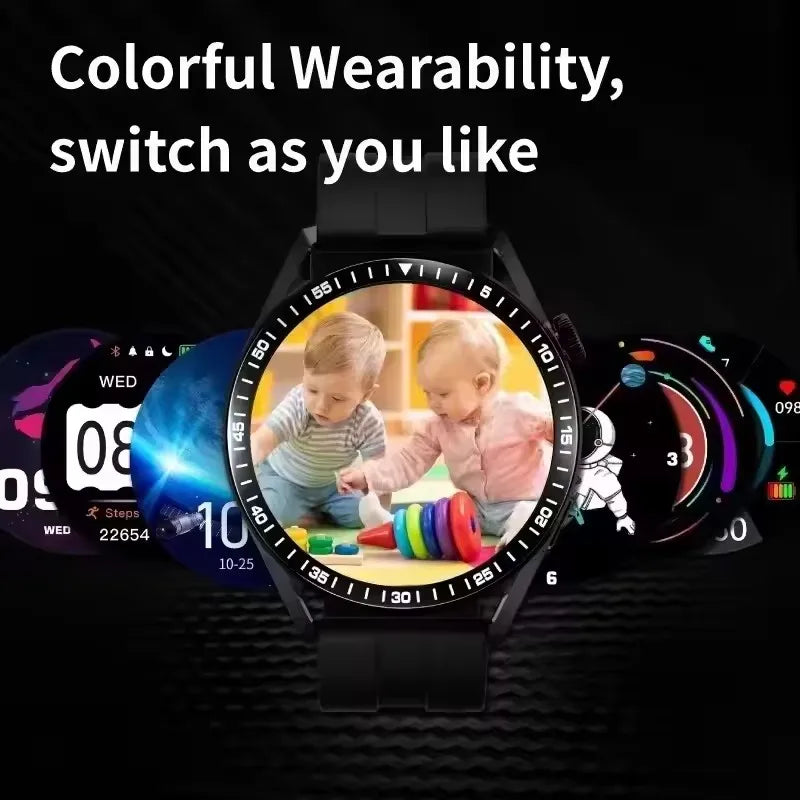 ساعة ذكية رياضية مزودة بنظام تحديد المواقع العالمي (GPS) - شاشة AMOLED مقاس 1.85 بوصة، وجهاز مراقبة معدل ضربات القلب وضغط الدم