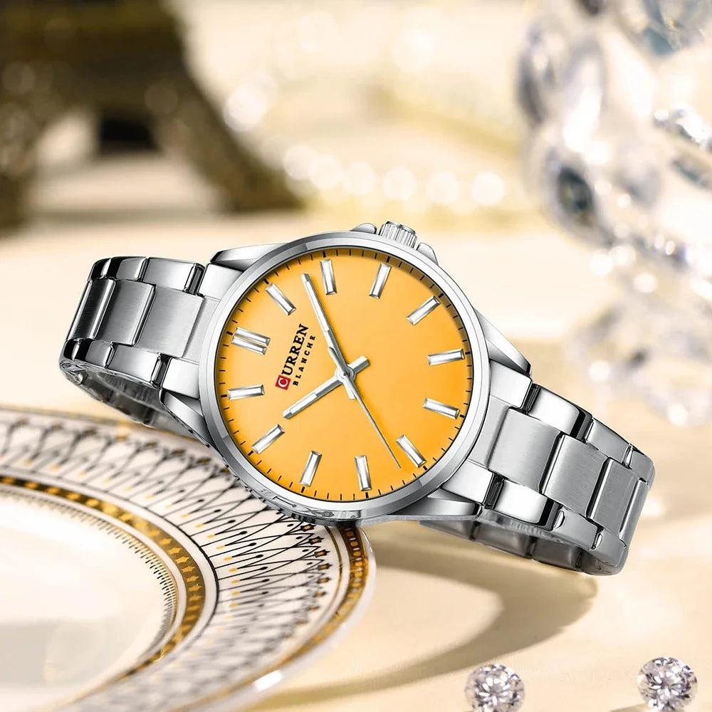 Montre femme CURREN - Montre à quartz à cadran rond en acier inoxydable