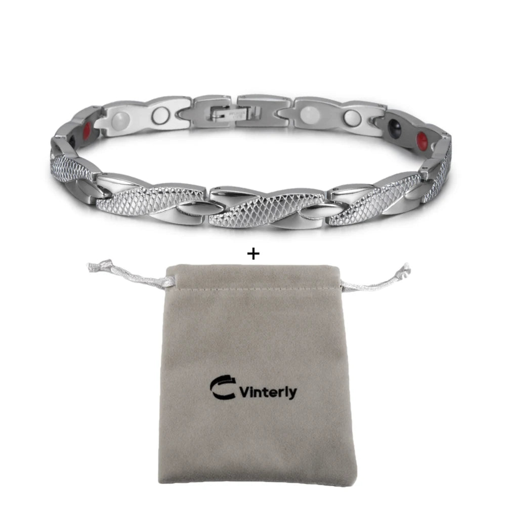 Bracelet magnétique pour homme - Bracelet chaîne croix énergie santé Vinterly