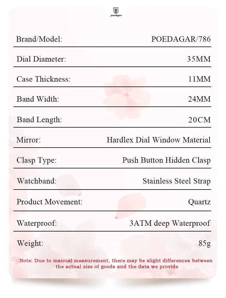 Montre femme POEDAGAR - Montre à quartz professionnelle, étanche et lumineuse