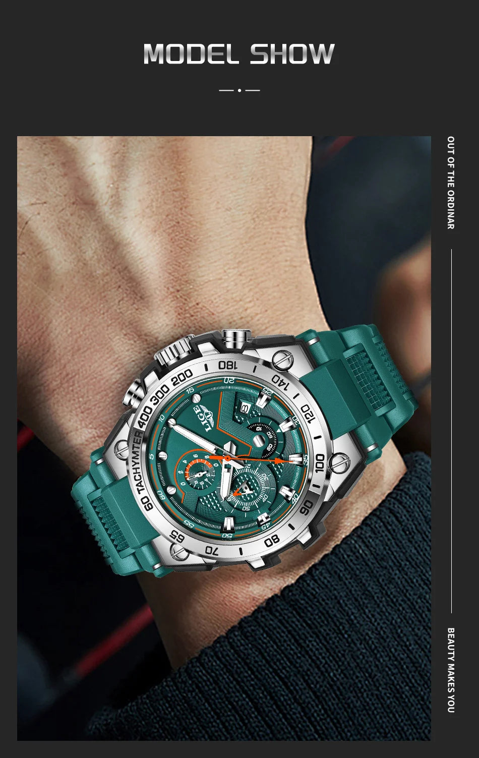 ساعة LIGE الجديدة للرجال متعددة الوظائف بحزام من السيليكون مقاومة للماء وتقويم مضيء وساعات كوارتز رياضية أنيقة للرجال