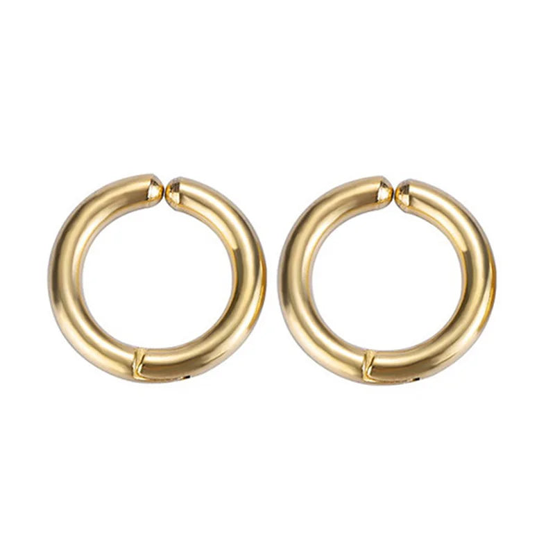 أقراط دائرية بمشبك - مجموعة من الفولاذ المقاوم للصدأ غير قابلة للثقب