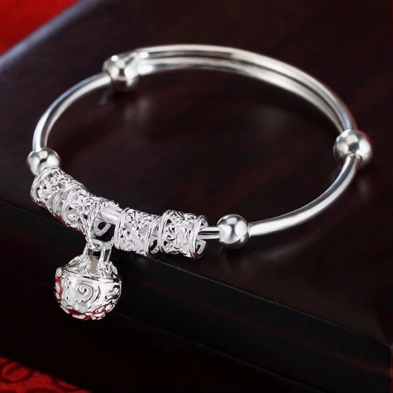 Bracelet cloche en argent sterling 925 - Bracelet à bille creuse