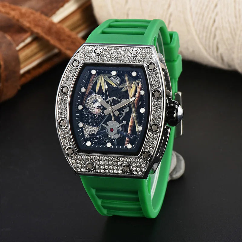 ساعة كوارتز ماسية - ساعة رياضية باندا بامبو مجوفة