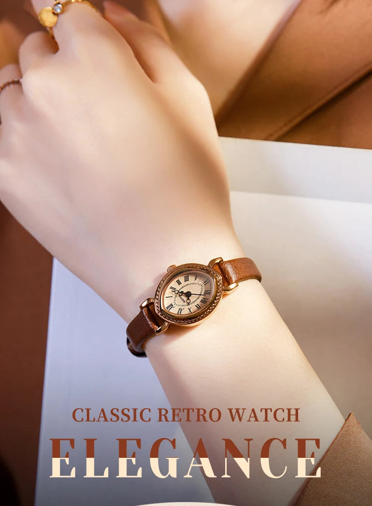 ساعة نسائية - ساعة كوارتز عتيقة مقاومة للماء من Lucky Goddess