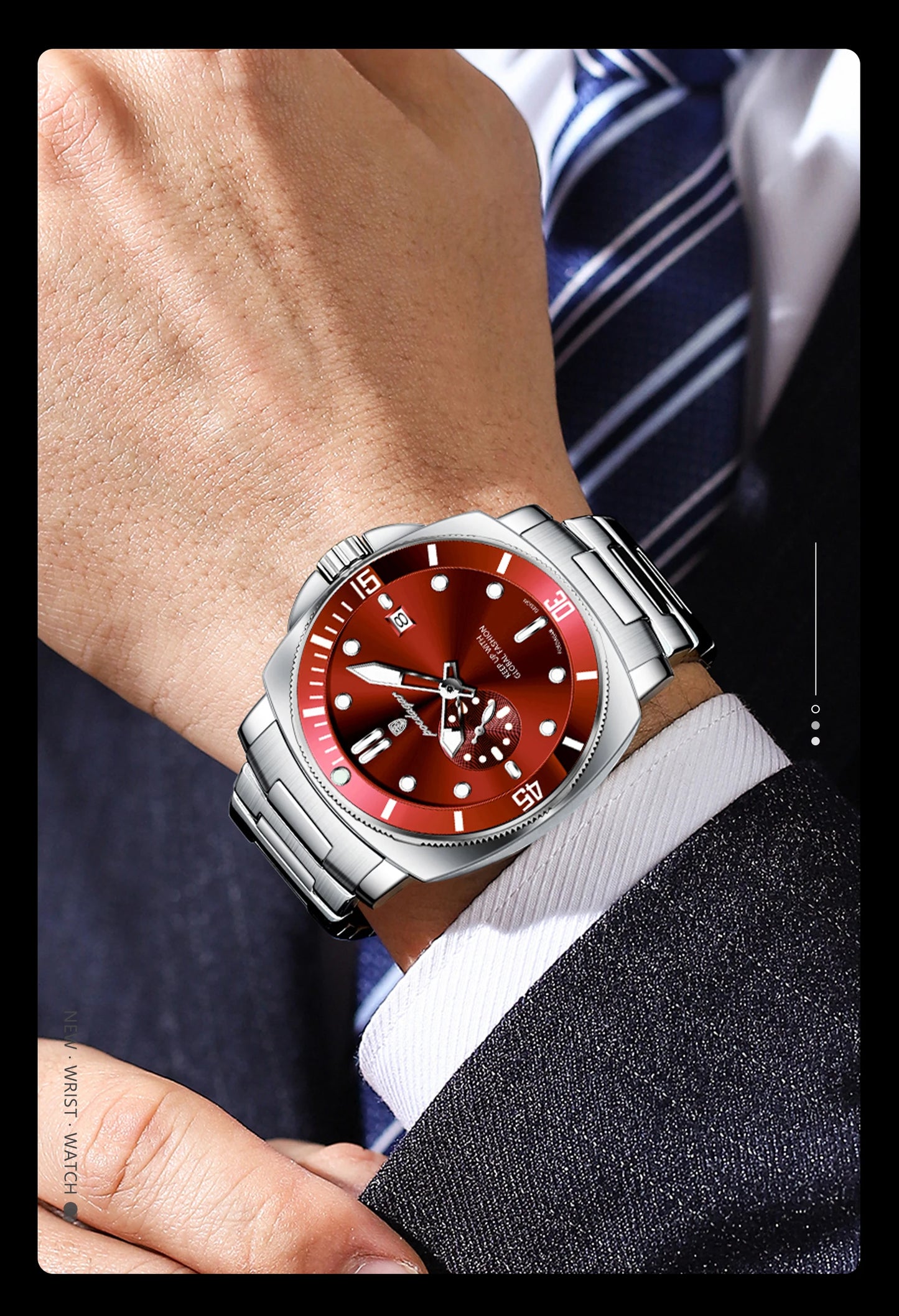 Montre-bracelet de luxe pour homme POEDAGAR, étanche, lumineuse, date, en acier inoxydable, à quartz, pour le sport et les affaires.