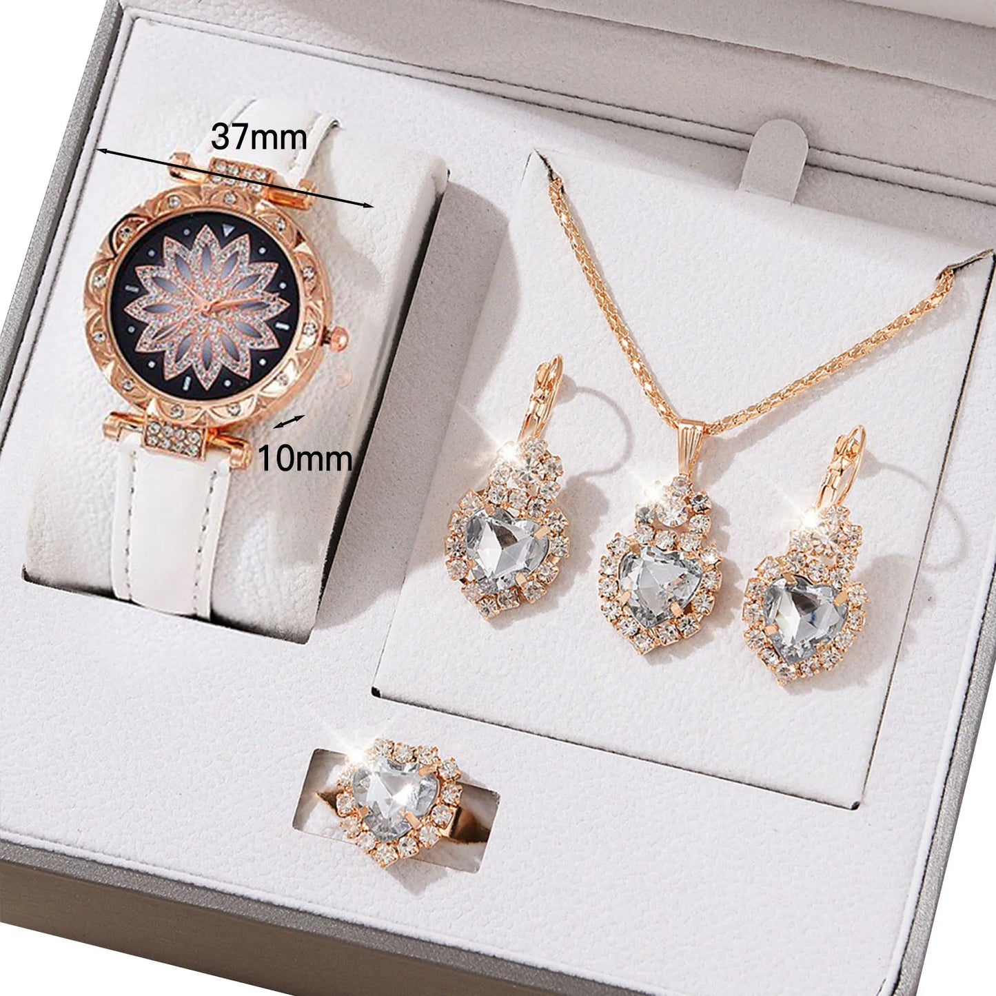 Women's Jewelry Watch Set - Crystal Bling Wristwatch Gift Kit