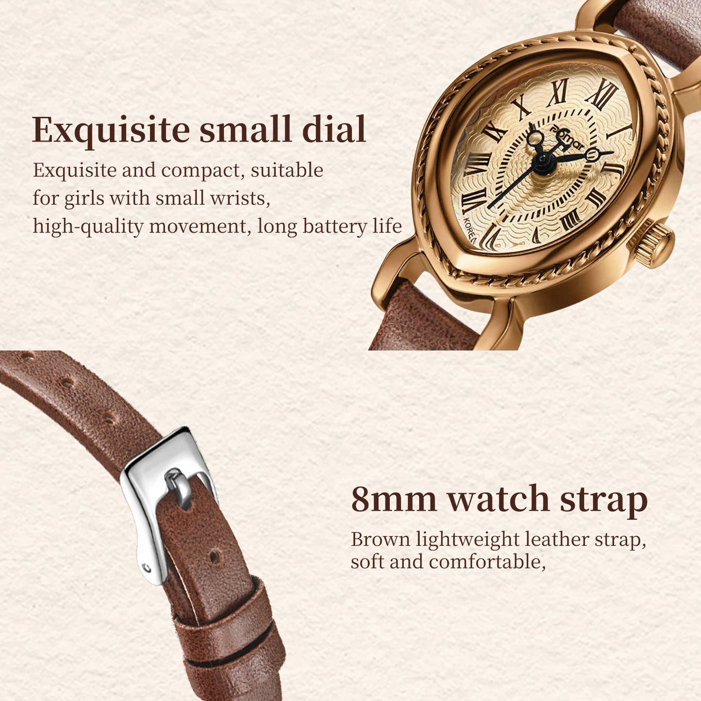 ساعة نسائية - ساعة كوارتز عتيقة مقاومة للماء من Lucky Goddess