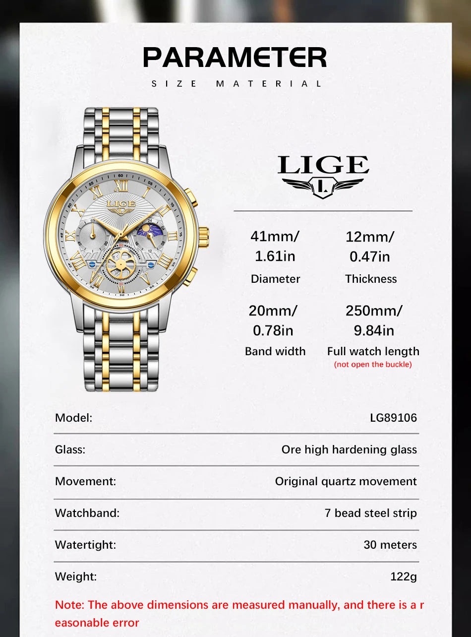 Montre femme LIGE 2024 - Montre de luxe étanche avec bracelet en acier