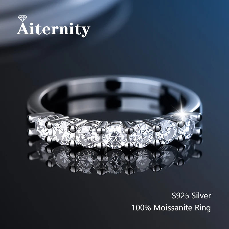 Alliance en moissanite - Bague assortie en argent 925 et diamants