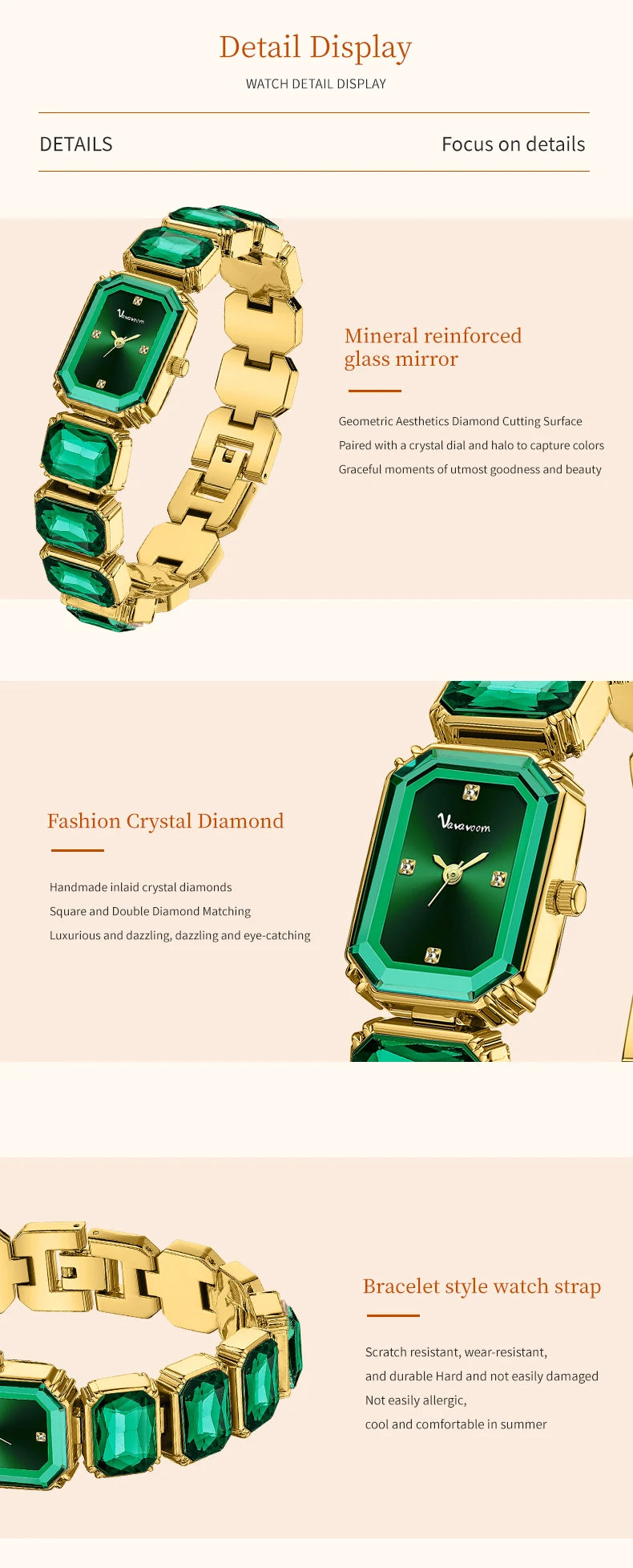 2024 Women's Watch - Luxury Diamond Rose Gold Bracelet Watch