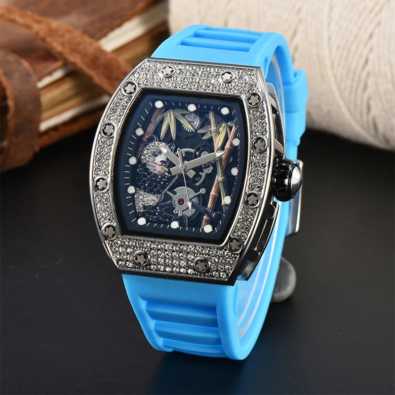 ساعة كوارتز ماسية - ساعة رياضية باندا بامبو مجوفة