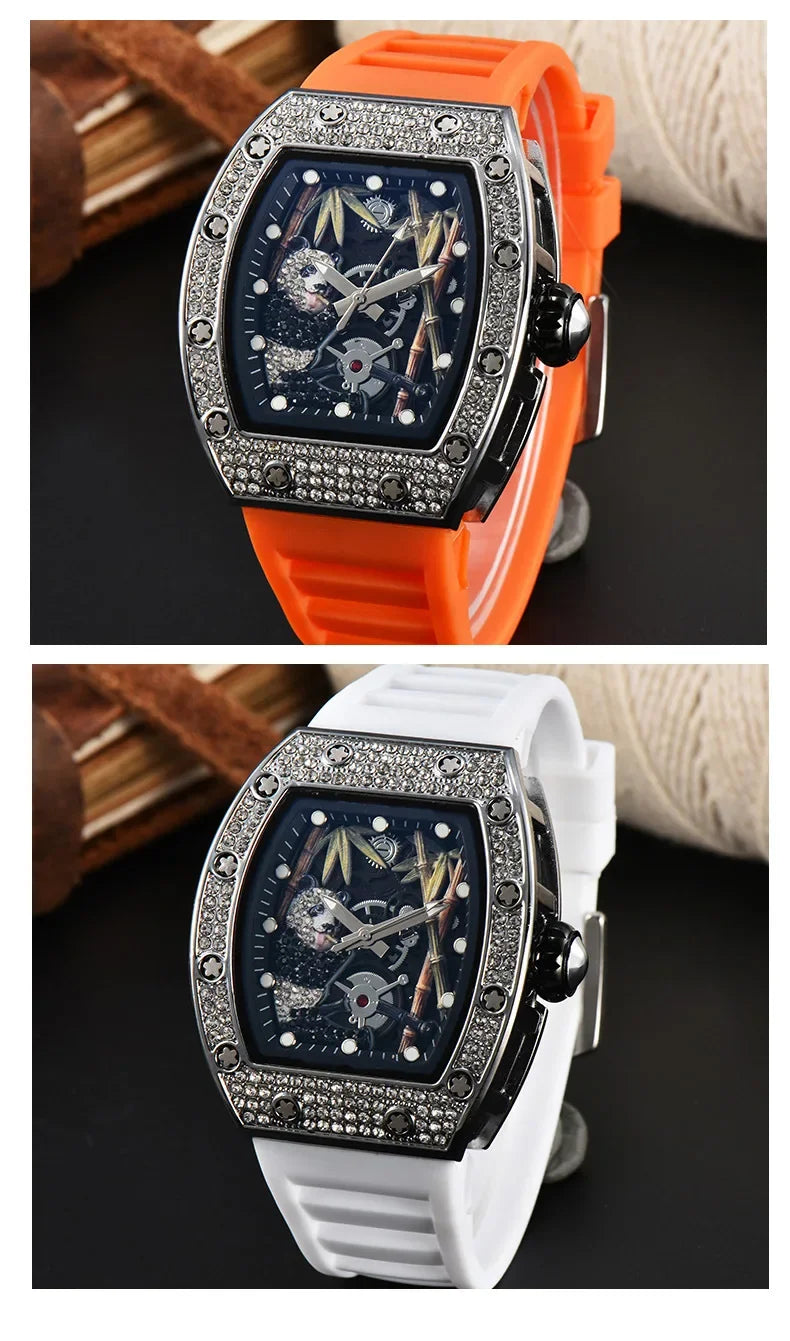 ساعة كوارتز ماسية - ساعة رياضية باندا بامبو مجوفة