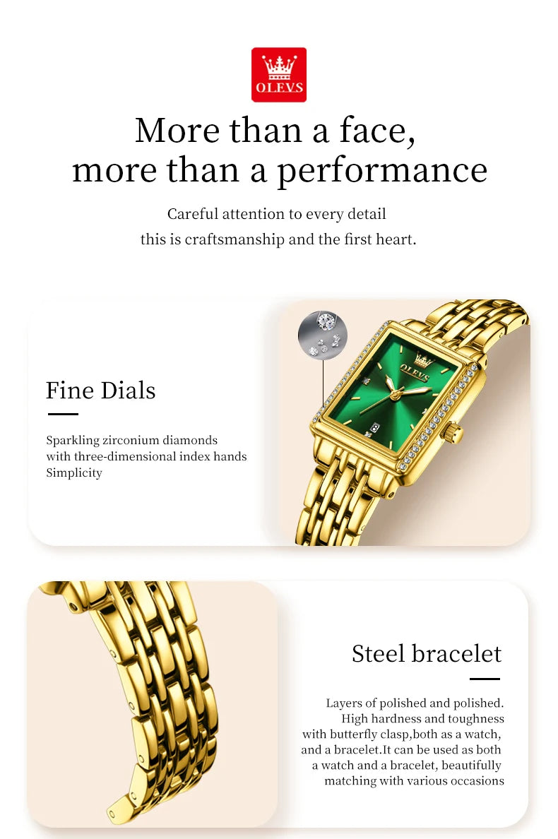 ساعة OLEVS 9995 النسائية - ساعة كوارتز فاخرة مقاومة للماء ومضيئة