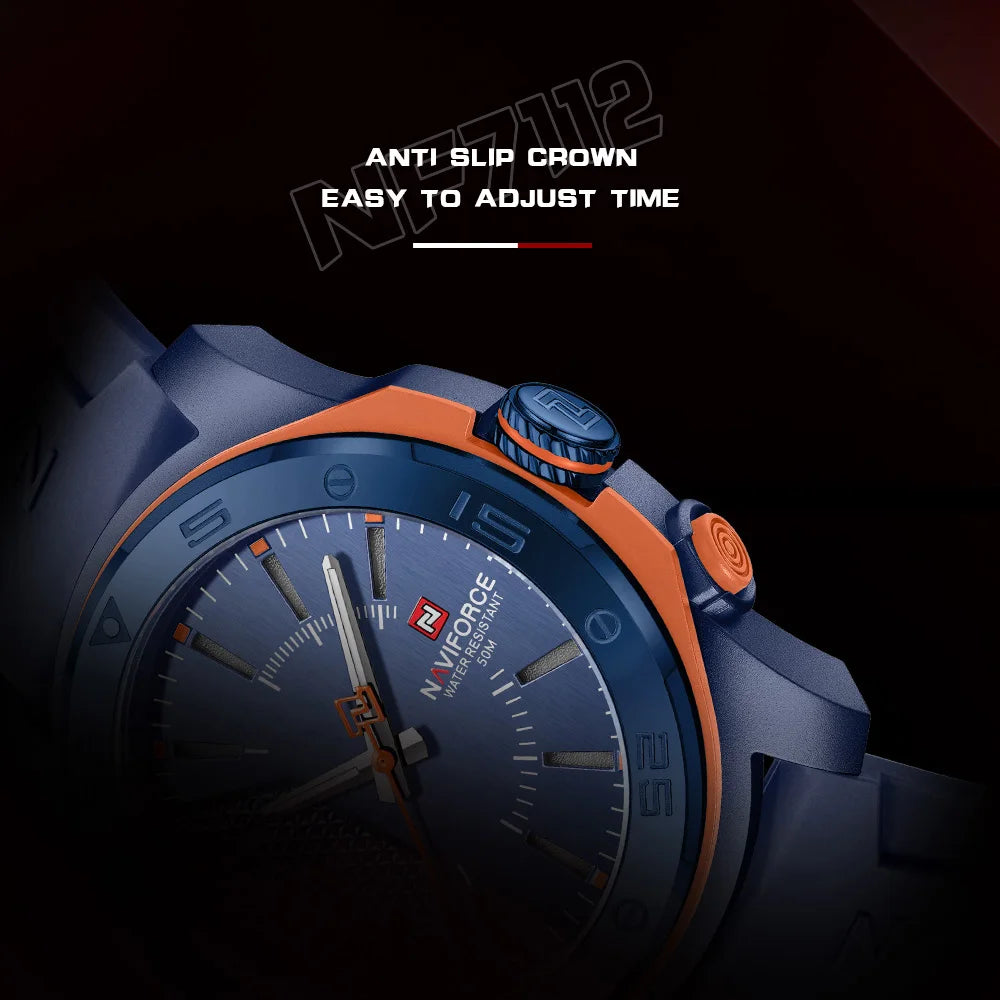 Montre de luxe pour homme NAVIFORCE, mouvement à quartz, bracelet en silicone, étanche à 50 m, aiguilles lumineuses, mouvement japonais, montre-bracelet sport pour homme