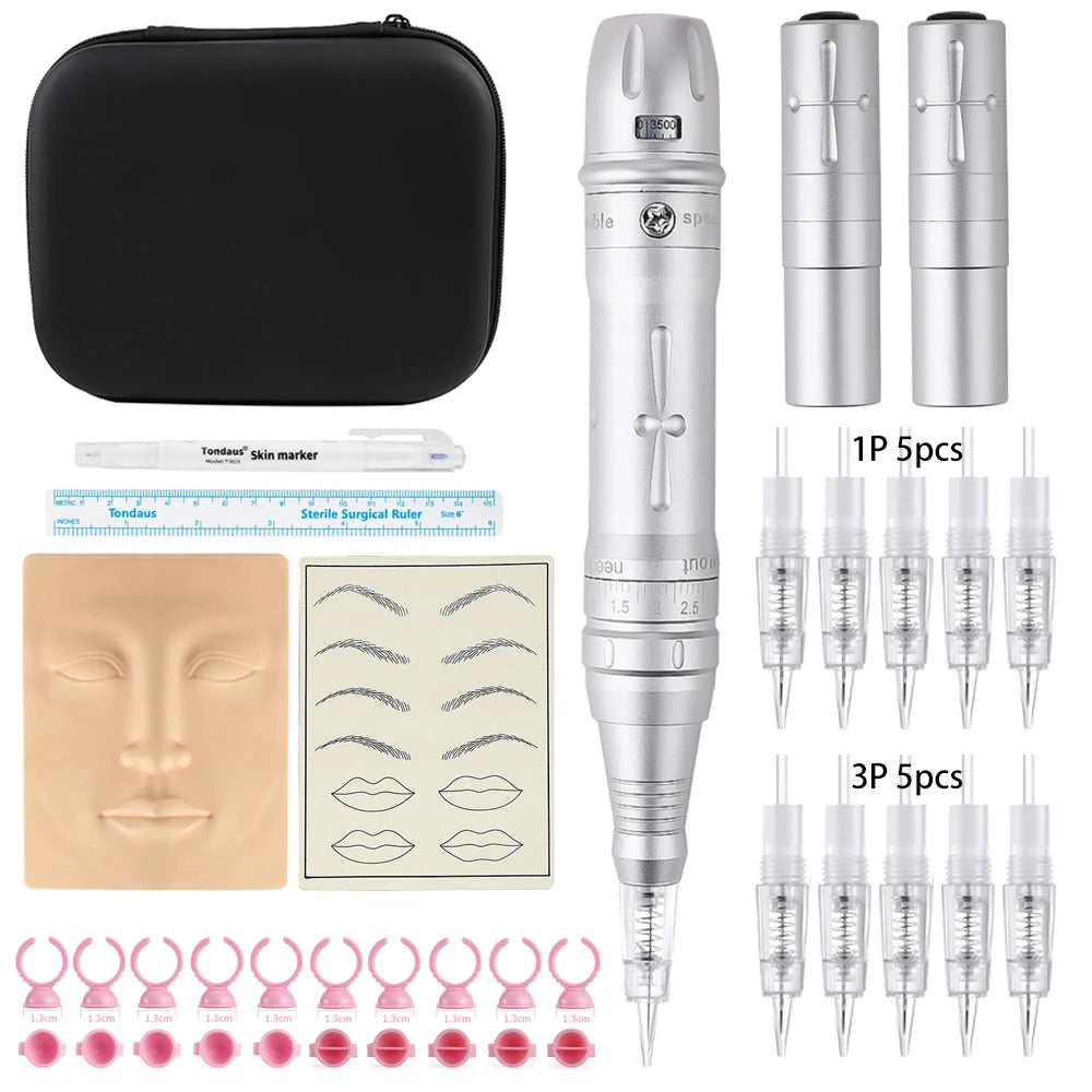 مجموعة جهاز PMU اللاسلكي - قلم وشم مكياج دائم احترافي