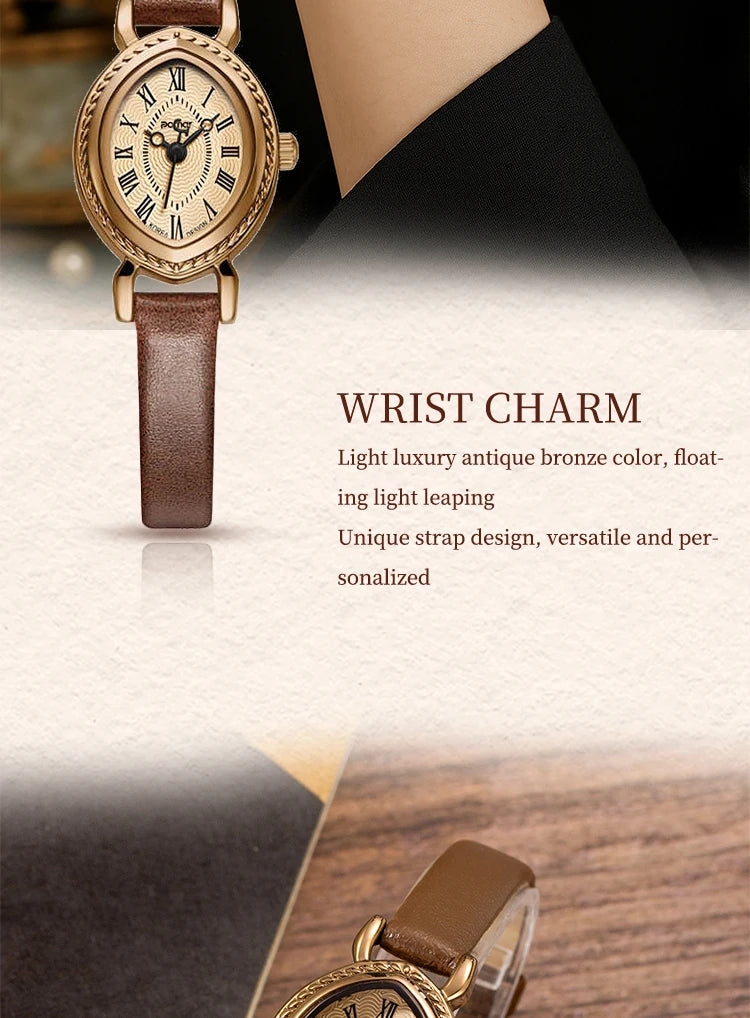 ساعة نسائية - ساعة كوارتز عتيقة مقاومة للماء من Lucky Goddess