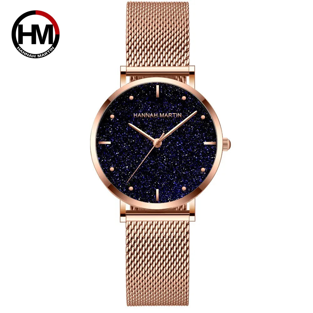 Montre femme Hannah Martin 2025 - Montre de luxe à cadran mat et bracelet en maille