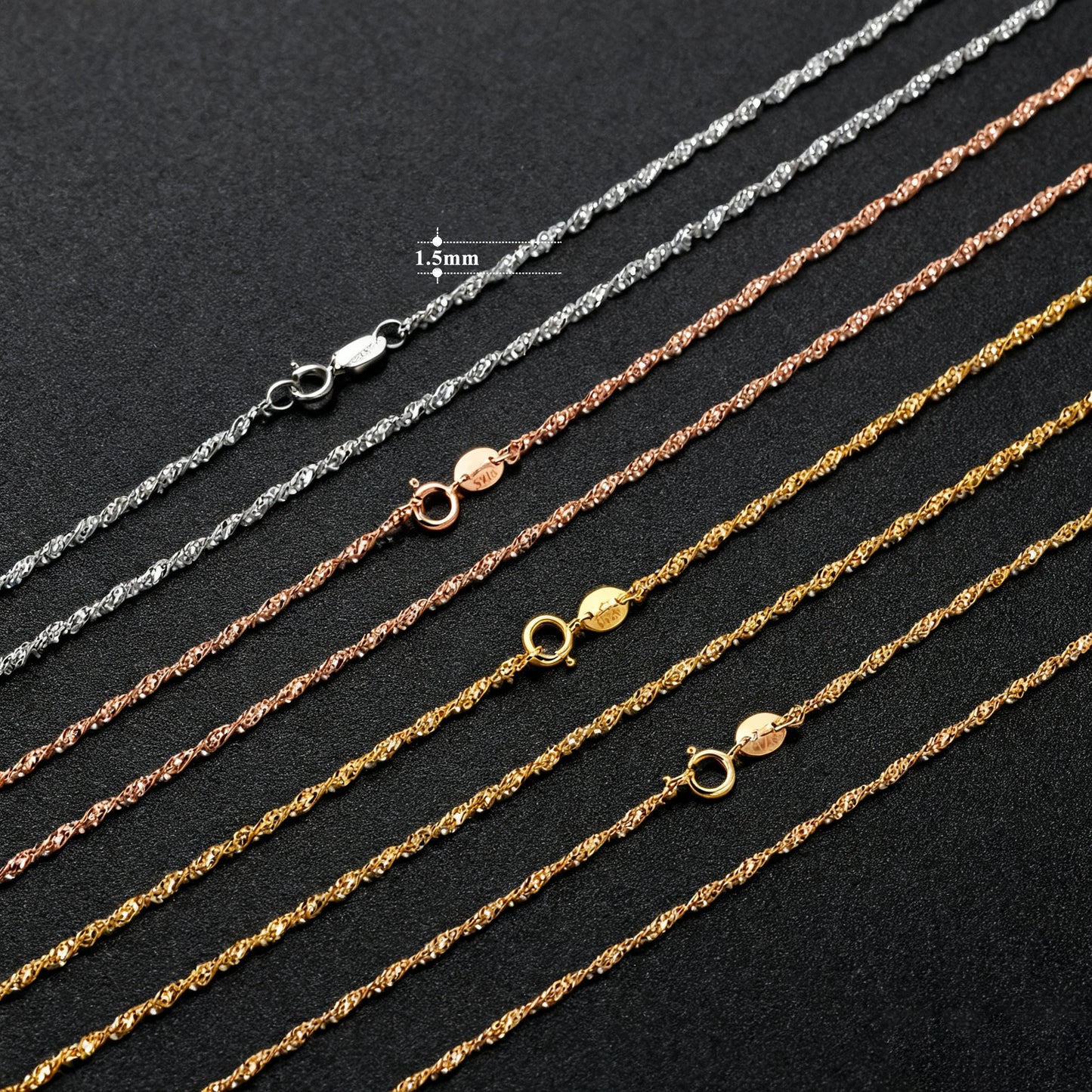 قلادة من سلسلة حبل ملتوية ذهبية - قلادة من الفضة الاسترلينية عيار 925 مطلية بالذهب عيار 14 قيراطًا