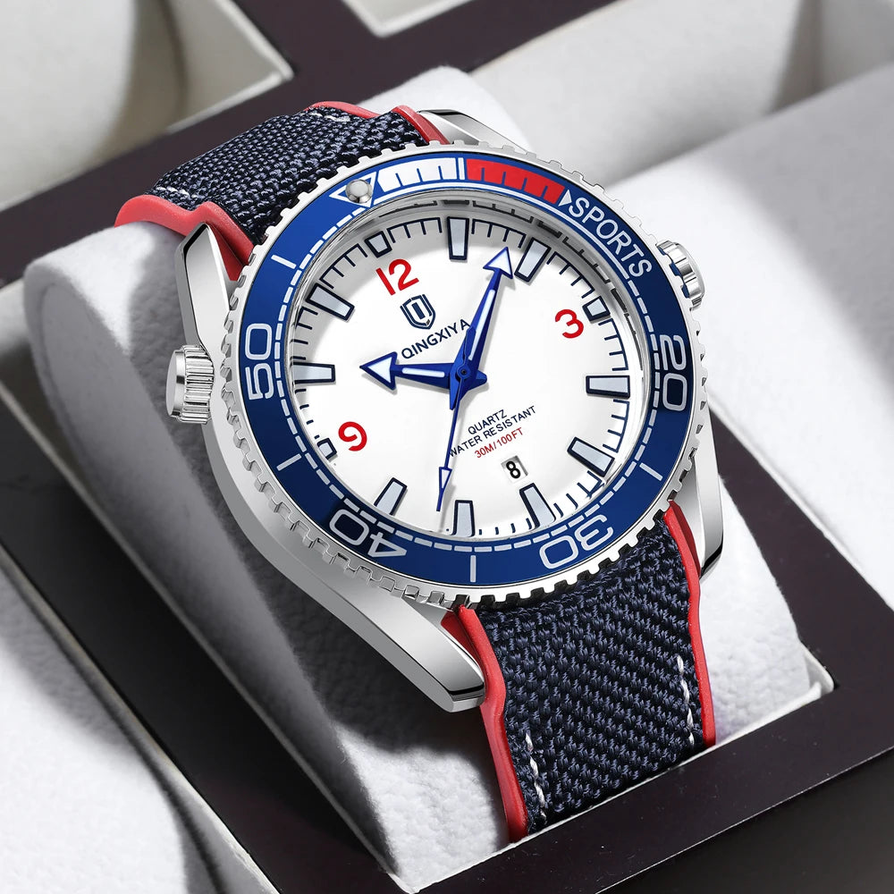 Montre homme QINGXIYA Fashion Quartz, montre de luxe en silicone, style sport, avec date et étanche. Reloj Hombre